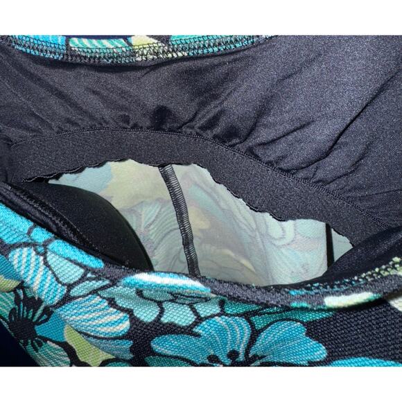 Lands End Tankini Top Swim Suit Women 8 Floral Blue Green Vacation Summer Floral - Picture 4 of 5